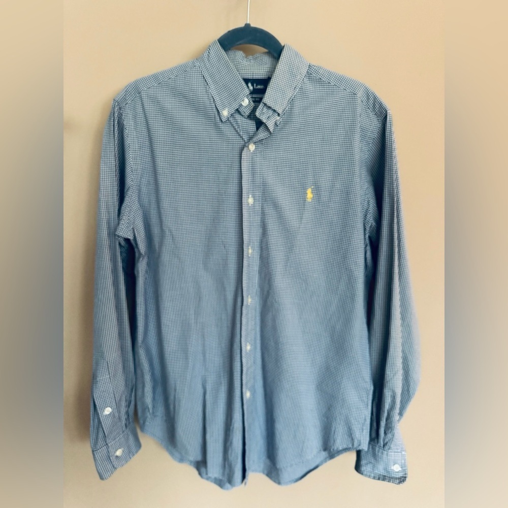 Ralph Lauren Classic Fit Navy Gingham Button Down Shirt Size S